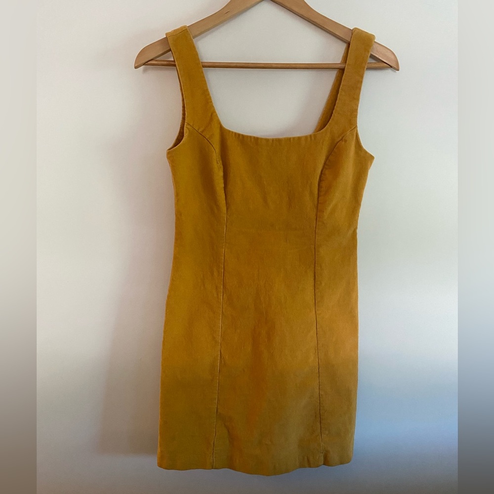 Sky and Sparrow mustard yellow corduroy mini dress